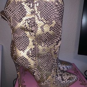 Snake print boots